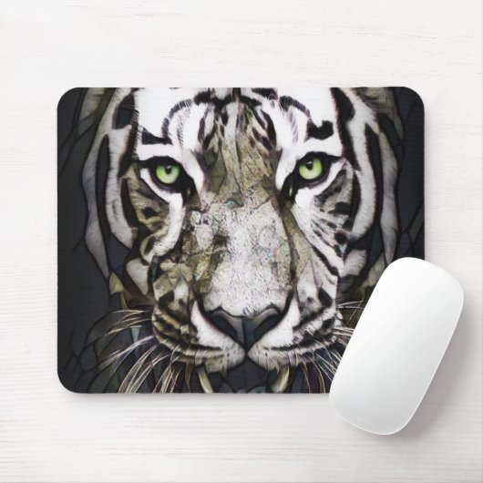 Hartglas White Tiger Mousepad (Mit Mouse)