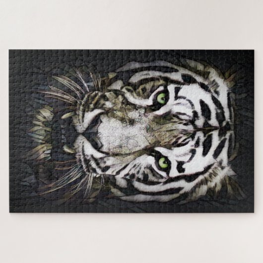 Hartglas White Tiger Puzzle (Horizontal)
