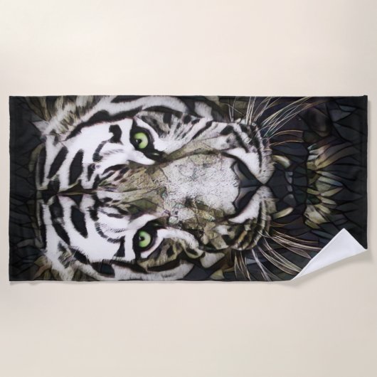 Hartglas White Tiger Strandtuch (Vorderseite)