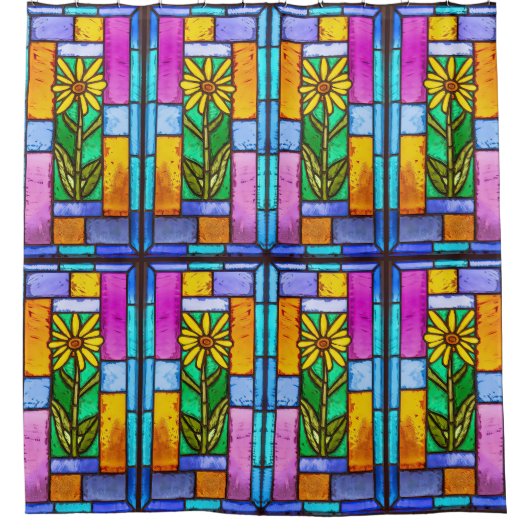 Hartglas Yellow Daisy Duschvorhang (Vorderseite)