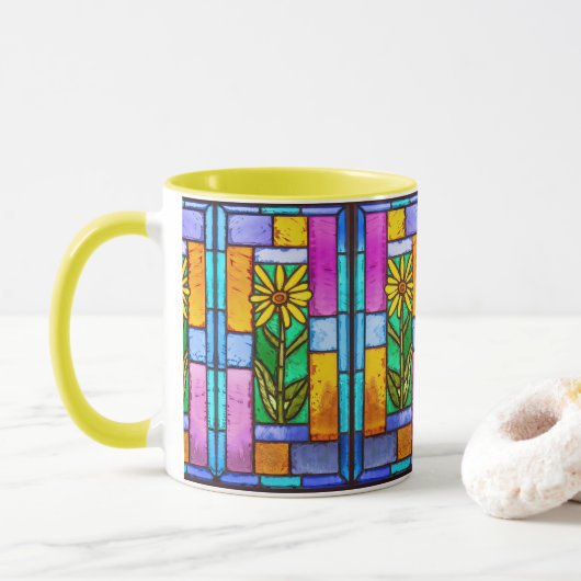 Hartglas Yellow Daisy Tasse (Mit Donut)