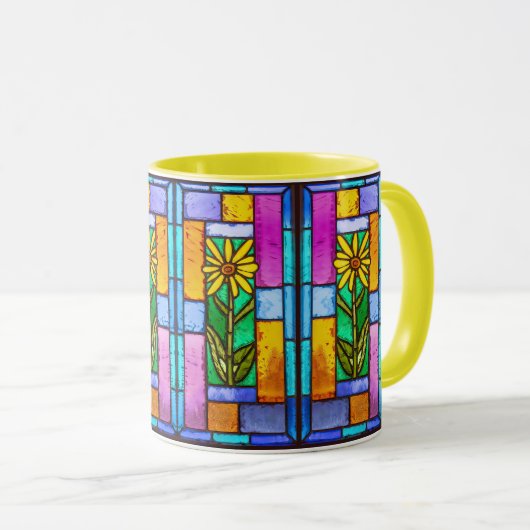 Hartglas Yellow Daisy Tasse (VorderseiteRechts)