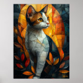 Hartglaskatze mit Herbstglühen Poster (Vorne)