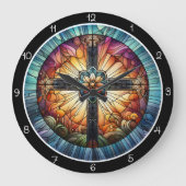 Hartglaskreuz Große Wanduhr (Vorderseite)