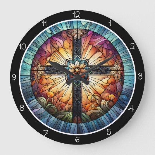 Hartglaskreuz Große Wanduhr (Vorderseite)