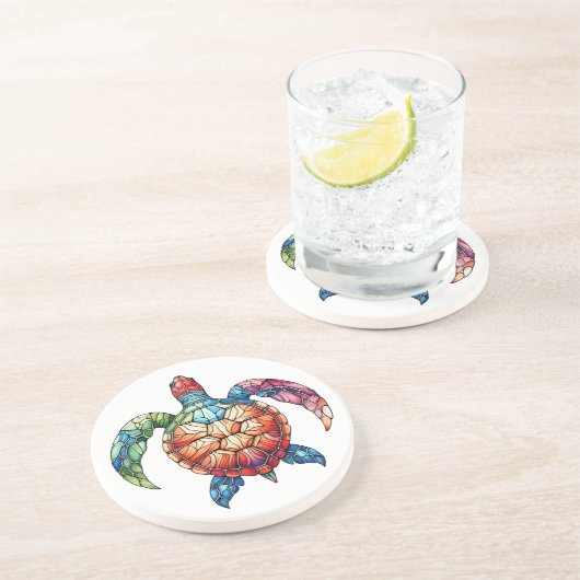 Hartglasschildkröte Getränkeuntersetzer (Seite)