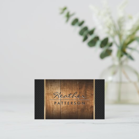 Hartholz | Goldschneide | Schwarzes Mesh Visitenkarte (Stehend Vorderseite)