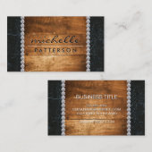 Hartholz | Schwarzer Marmorstreifen | Diamanten Visitenkarte (Vorne/Hinten)