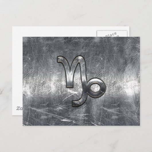 Hartkorn Zodiac Symbol Stresste Stahldekor Postkarte (Vorne/Hinten)