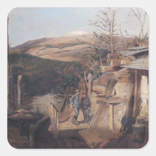 Hartmanswillerkopf, Ansicht von Roche-Sermet, 1915 Quadratischer Aufkleber (Vorderseite)