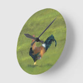 Hartnäckiger Wecker - Hahn-Bauernhof-Entwurf Runde Wanduhr (Winkel)