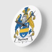 Hartnett Family Crest Runde Wanduhr (Winkel)