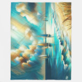 Hartpastel Zeichnend Boote Wasser Fleecedecke (Vorderseite)