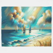 Hartpastel Zeichnend Boote Wasser Fleecedecke (Vorderseite (Horizontal))