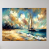 Hartpastel Zeichnend Boote Wasser Poster (Vorne)