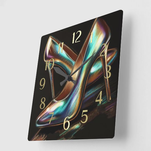 Hartpastel Zeichnend Hochleistungspumpen Quadratische Wanduhr (Winkel)