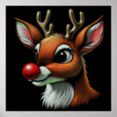 Hartpastel Zeichnend Rentierrote Nase Poster (Vorne)