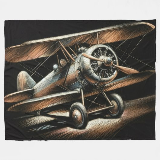 Hartpastellflugzeug aus antiker Biplane Fleecedecke (Vorderseite (Horizontal))