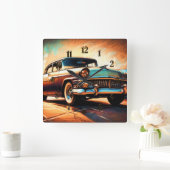 Hartpastellwagen Quadratische Wanduhr (Zuhause)