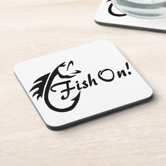 HARTPLASTISCHER UNTERSETZER SAGT ***FISH ON*** (Linke Seite)