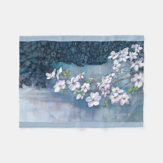 Hartriegel-Aquarell Fleecedecke (Vorderseite (Horizontal))