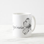 Hartriegel-Staats-Blume und Virginia-Wort Kaffeetasse (VorderseiteRechts)