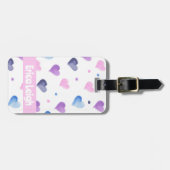Harts Wasserfarbe Rosa Lila Blau personalisieren Gepäckanhänger (Vorderseite horizontal)