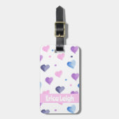 Harts Wasserfarbe Rosa Lila Blau personalisieren Gepäckanhänger (Vorderseite vertikal)