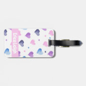 Harts Wasserfarbe Rosa Lila Blau personalisieren Gepäckanhänger (Rückseite horizontal)