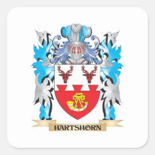 Hartshorn-Wappen - Familienwappen Quadratischer Aufkleber