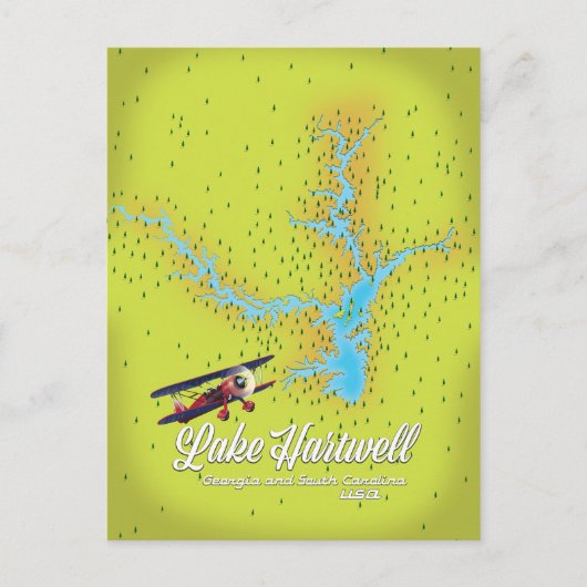 Hartwell Georgia und South Carolina USA map Postkarte (Vorderseite)