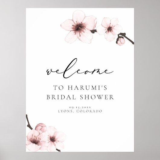 HARUMI Sakura Cherry Blossom Brautparty Willkommen Poster (Vorne)