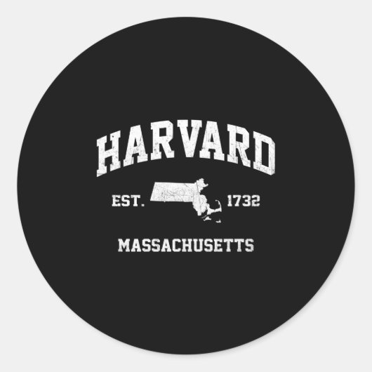 Harvard Massachusetts Ma Staat Athletic Style Runder Aufkleber (Vorderseite)