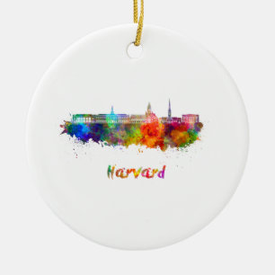 Harvard skyline im Watercolor Keramik Ornament