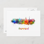 Harvard skyline im Watercolor Postkarte (Vorne/Hinten)