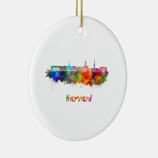 Harvard-Skyline in Aquarellfarbe Keramik Ornament (Rechts)