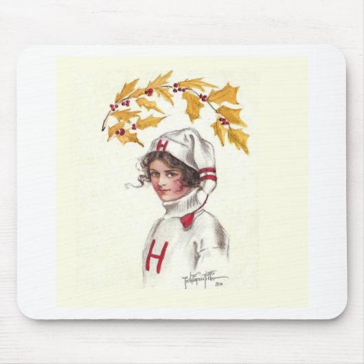 Harvard-Studentin im Winter mit Stechpalmenzweig Mousepad (Vorne)