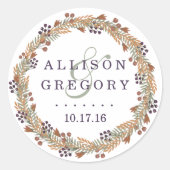 Harvest Berry Wreath Wedding Runder Aufkleber (Vorderseite)