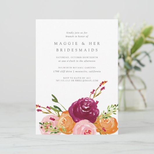 Harvest Bouquet Bridesmaids Brunch Einladung (Stehend Vorderseite)