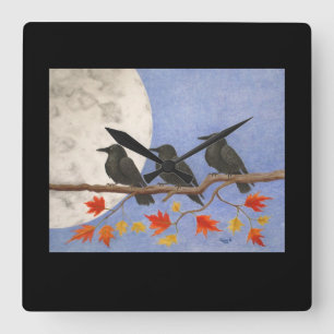 Harvest Crows Wall Clock Quadratische Wanduhr