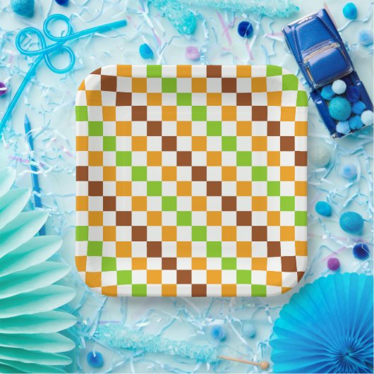 Harvest diagonal checkerboard pattern pappteller (Party)