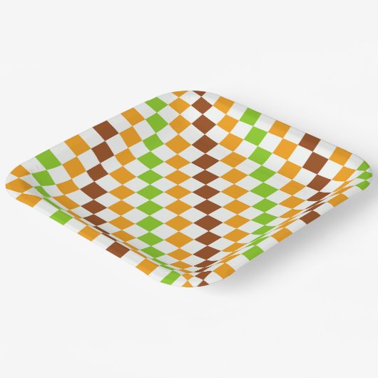 Harvest diagonal checkerboard pattern pappteller (Gewinkelt)