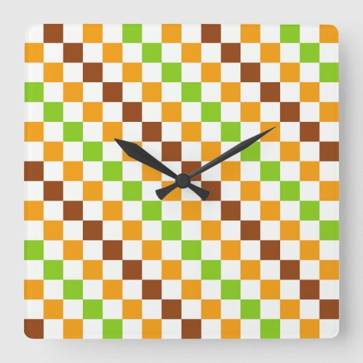 Harvest diagonal checkerboard pattern quadratische wanduhr (Vorderseite)
