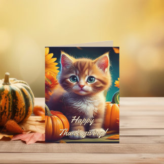 Harvest Erntedank Niedlich Ginger Kitten Pumpkin Dankeskarte