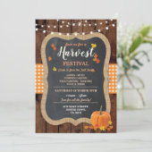 Harvest Festival Pumpkin Event Chalet Gingham Einladung (Stehend Vorderseite)