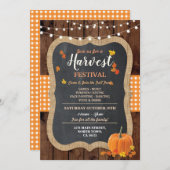 Harvest Festival Pumpkin Event Chalet Gingham Einladung (Vorne/Hinten)