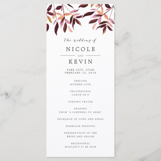 Harvest Foliage Hochzeitsprogramm Programm (Vorderseite)