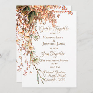 Harvest Garland Script Elegante Hochzeit im Herbst Einladung