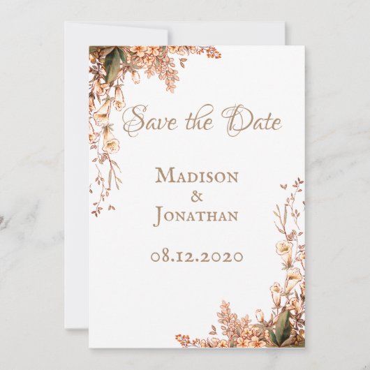 Harvest Garland Script Elegante Hochzeit im Herbst Save The Date (Vorderseite)