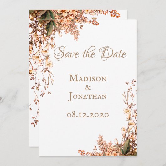 Harvest Garland Script Elegante Hochzeit im Herbst Save The Date (Vorne/Hinten)